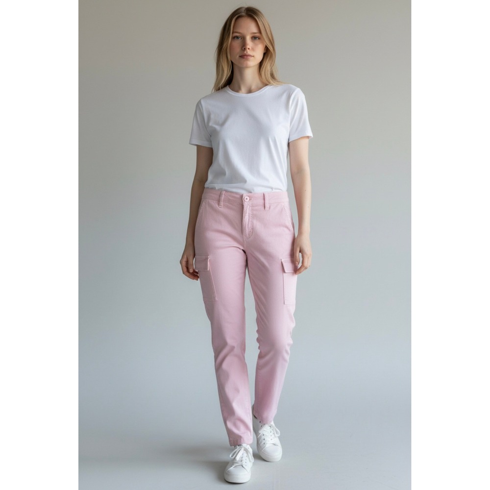 J.Crew Pink Cargo Pants 26 Slim Fit Cotton AL406 Mid Rise Stretch Soft Summer